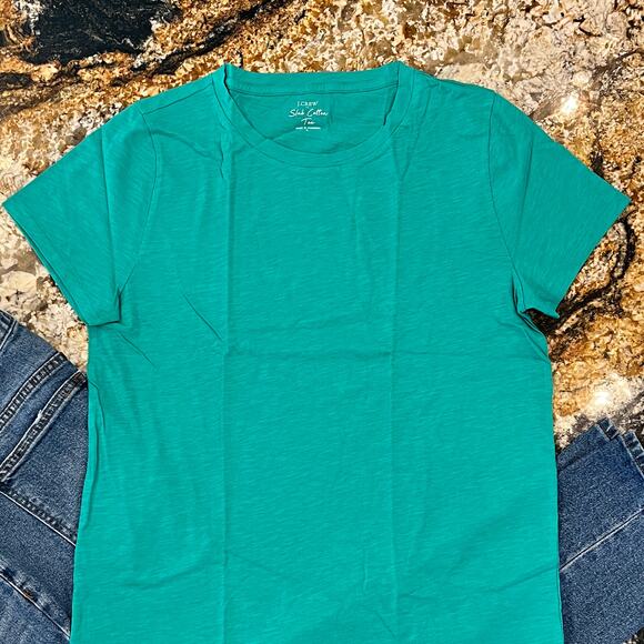 NWT J. Crew Tropical Marine Green Vintage Cotton Crewneck Tee - Picture 3 of 10